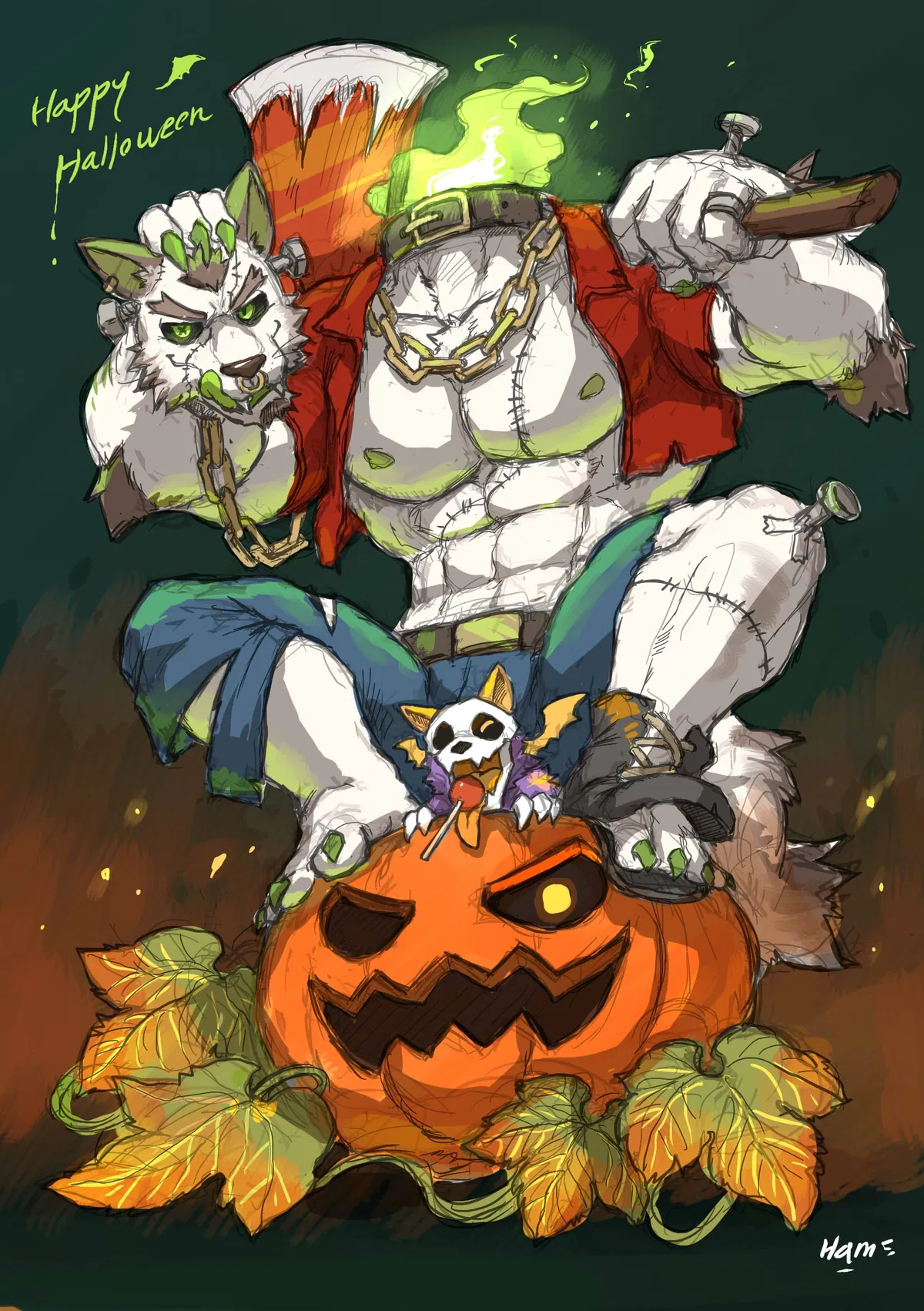 Grimm - personnage IA guerrier anthro imposant